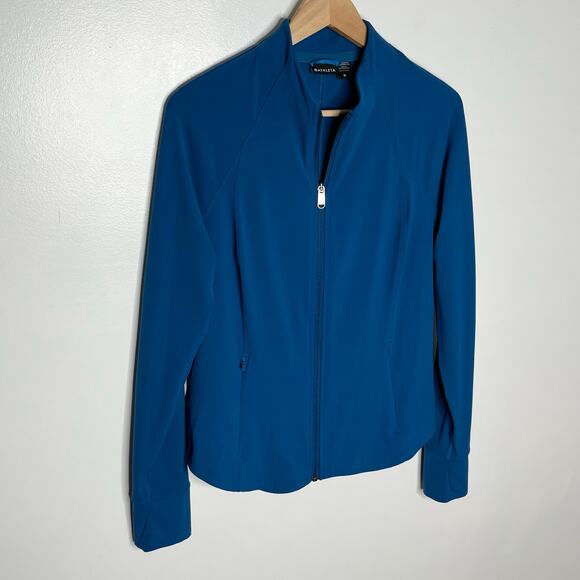Athleta Salutation Full Zip Jacket Womens Medium Blue Athleisure Workout Pockets - Picture 3 of 12